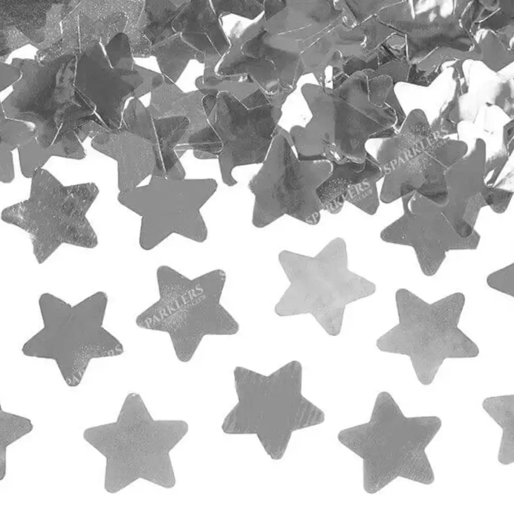 Canons confettis 40cm en étoile argent