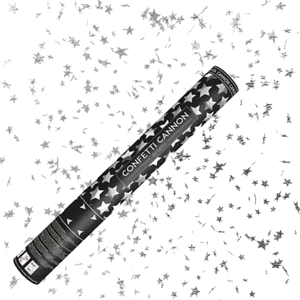 Canons confettis 40cm en étoile argent