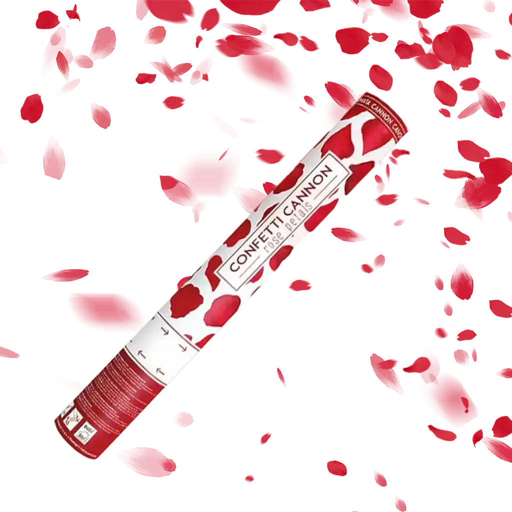 Canon confettis 40cm pétales roses couleur rouge