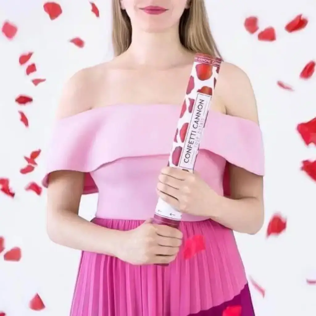 Canon confettis 40cm pétales roses couleur rouge