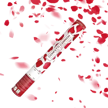Canon confettis 40cm pétales roses couleur rouge