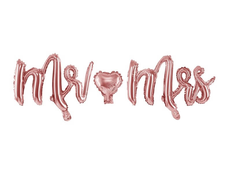 Ballon hélium Mr & Mrs rose gold