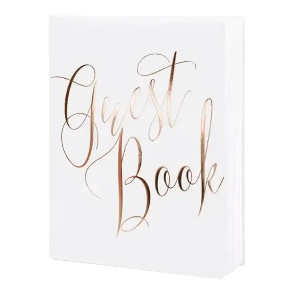 Livre d&#39;or mariage blanc écriture Or Rose 
