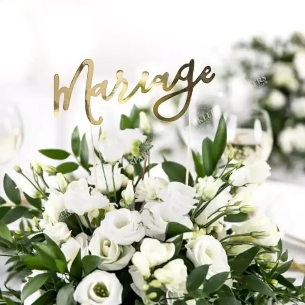 Décoration Gâteau Mariage, or, 22.5cm