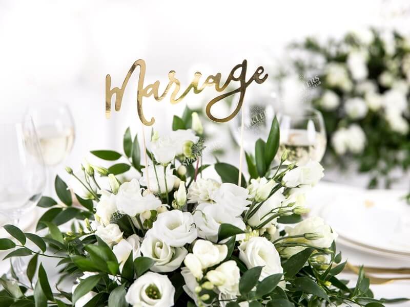 Décoration Gâteau "Mariage", or, 22.5cm