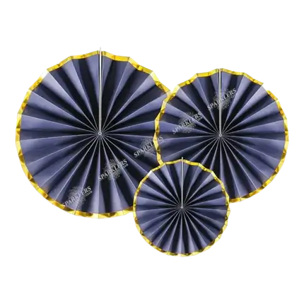 Rosaces décoratives bleues à bords dorés  (3 pièces)