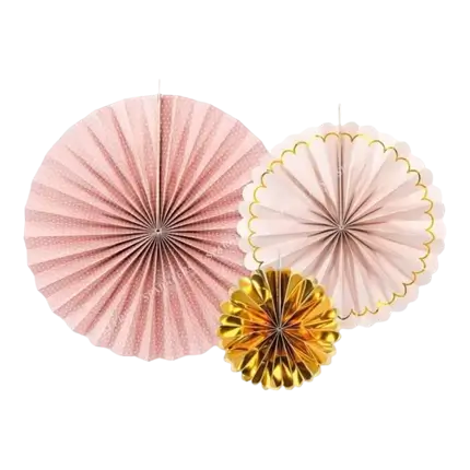 Rosaces décoratives roses & or  (3 pièces)