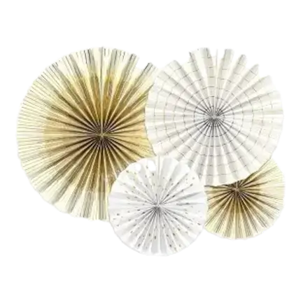 Rosaces décoratives blanches avec motifs dorés  (4 pièces)