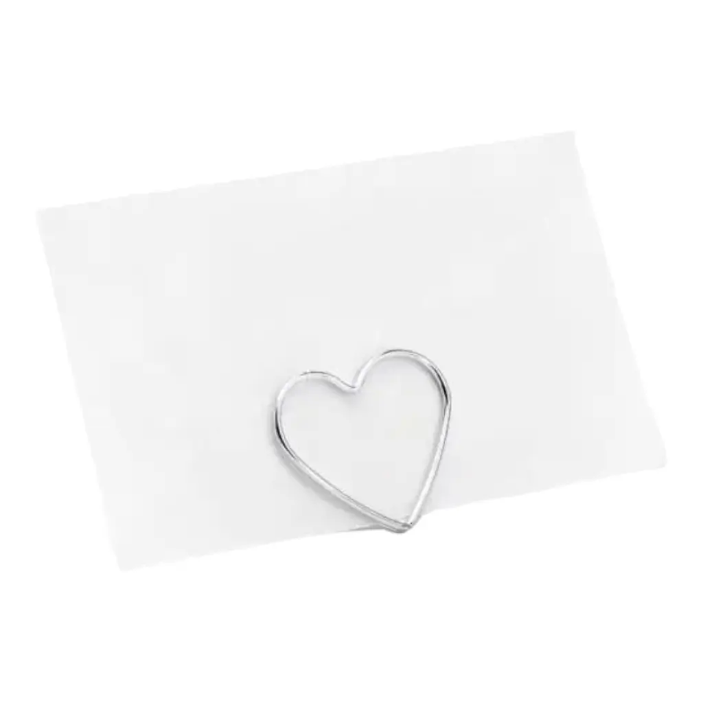 Lot de 10 portes cartes Coeurs, argent, 2,5 cm