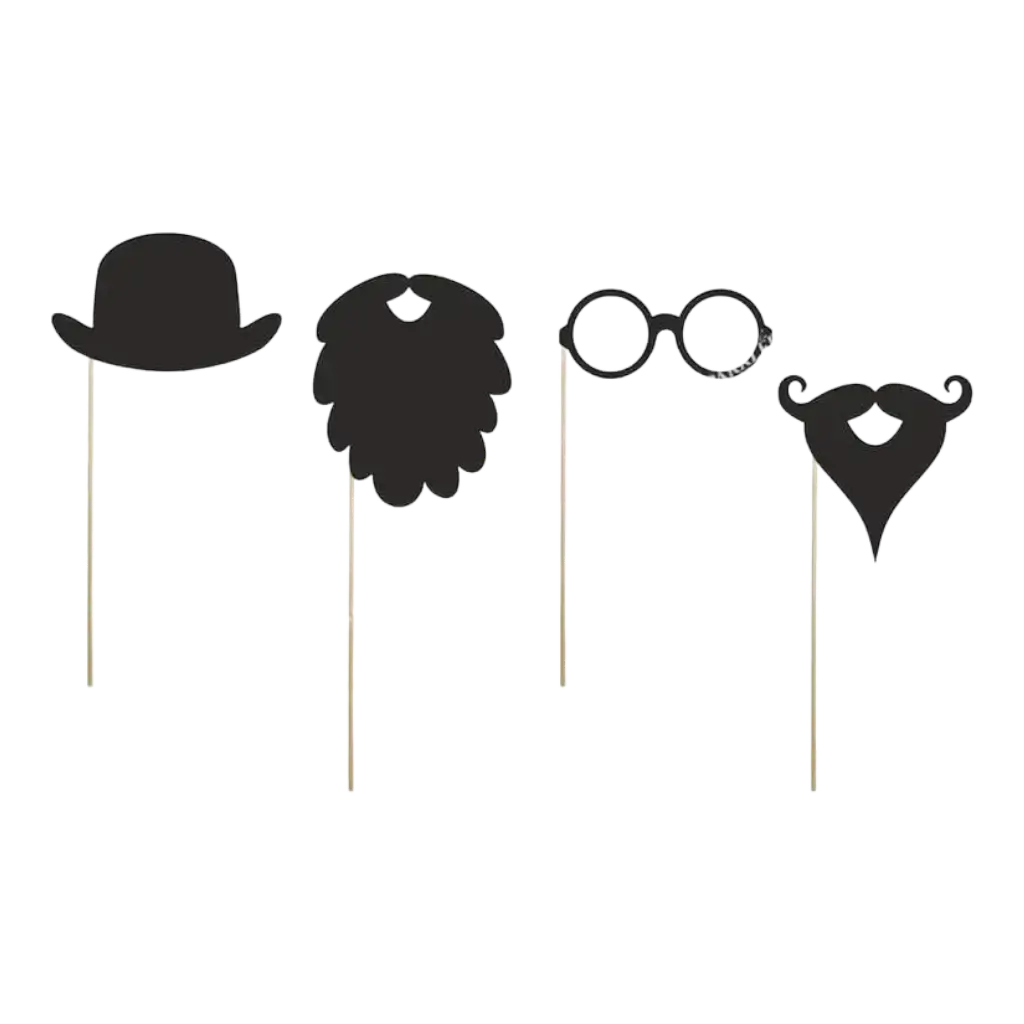 Lot de 4 Props on a stick Gentleman pour photos mariage