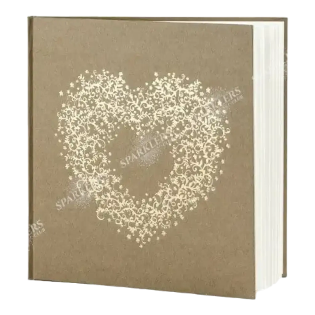 Livre d&#39;or Mariage kraft avec ornement or 22 pages