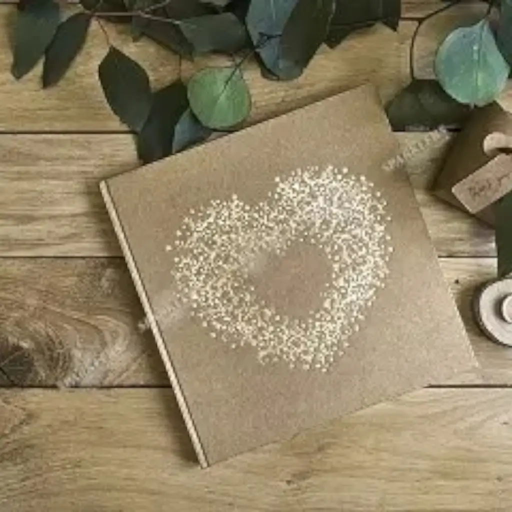 Livre d&#39;or Mariage kraft avec ornement or 22 pages