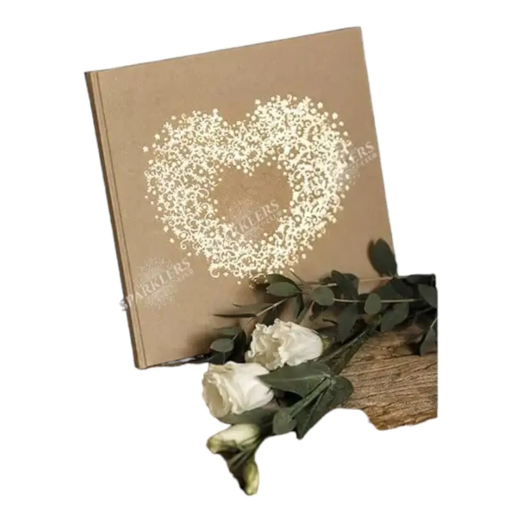 Livre d&#39;or Mariage kraft avec ornement or 22 pages