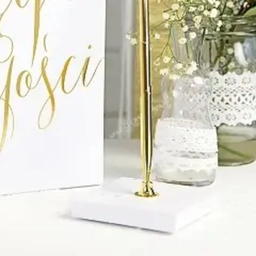 Porte stylo blanc &amp; stylo or