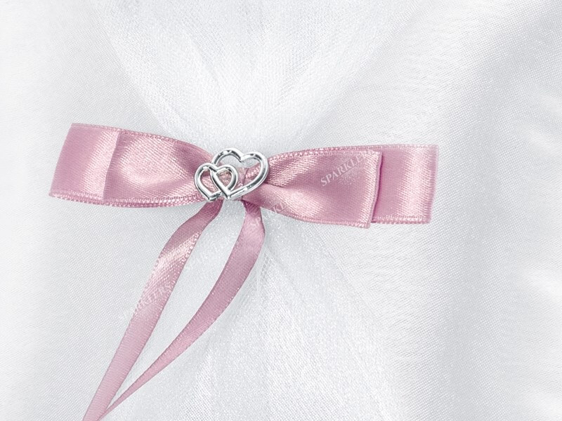 Coussin porte alliance mariage coussiné blanc lacet rose