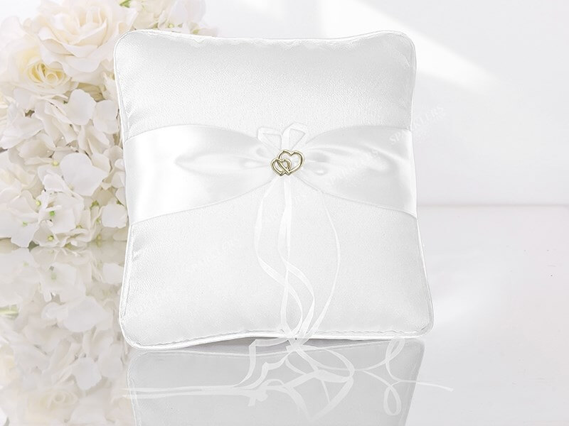 Coussin porte alliance mariage coussiné blanc 