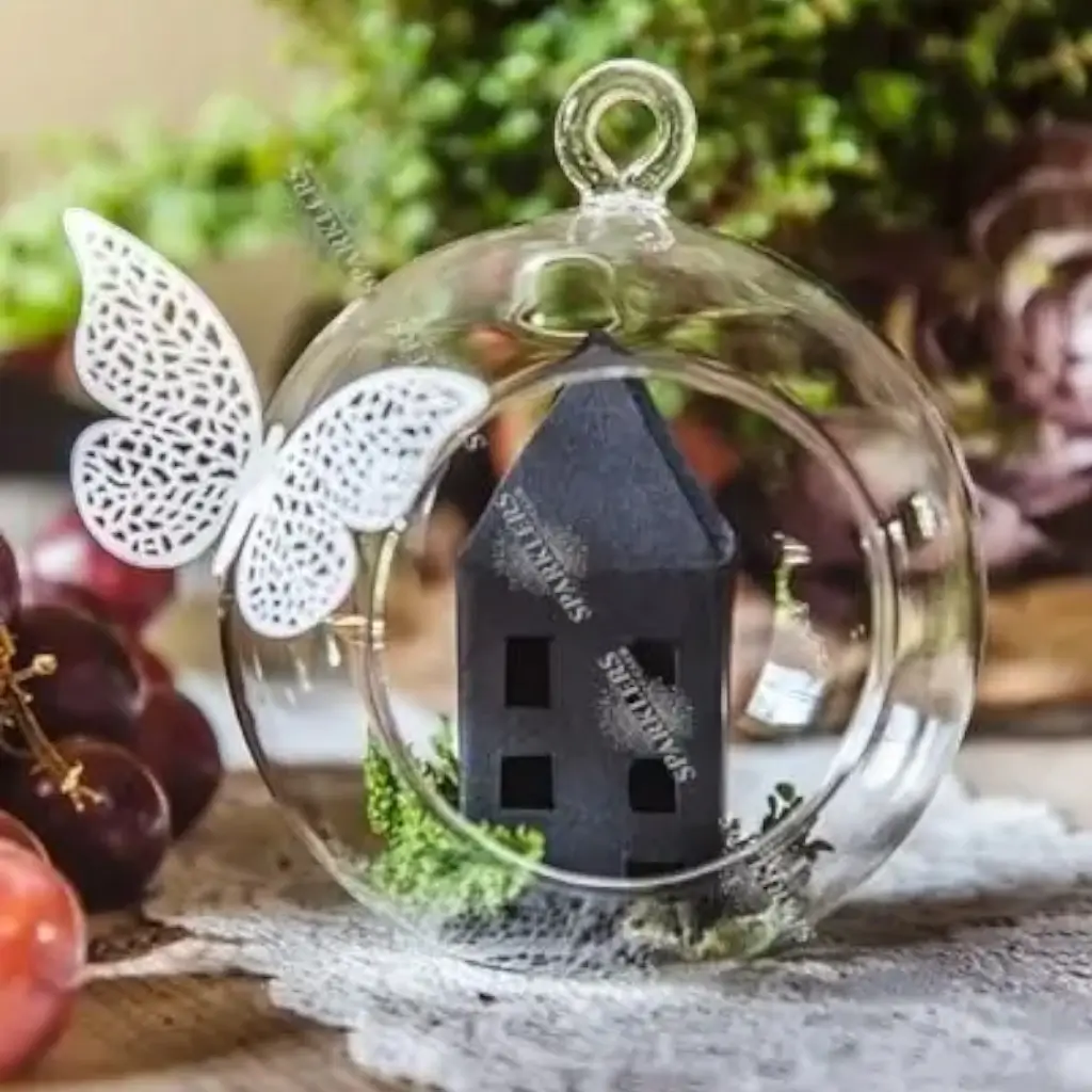 Boule de verre avec ruban ø10cm (Lot de 4)