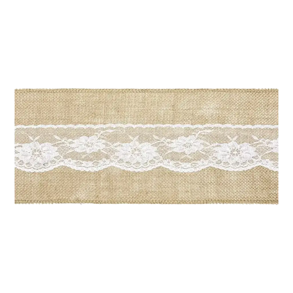 Ceinture de chaise en toile de jute avec dentelle L.275cm