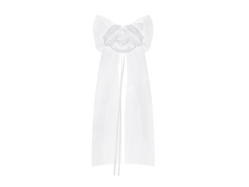 Noeud blanc en organza rose blanche (lot de 2)