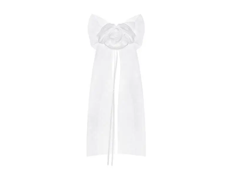 Noeud blanc en organza rose blanche (lot de 2)