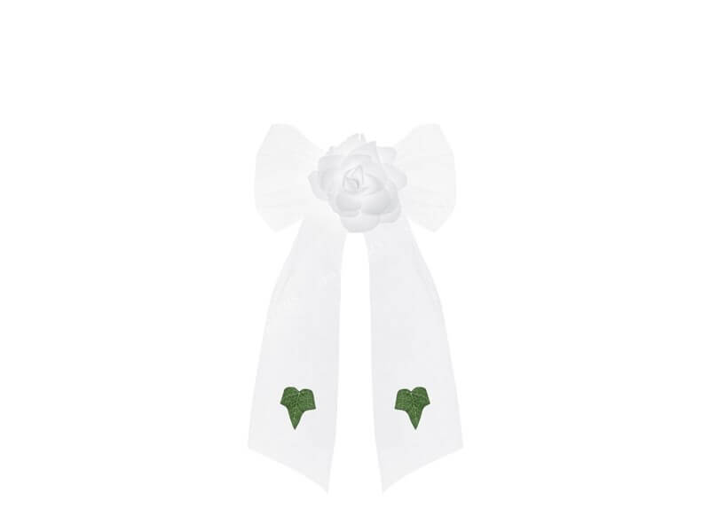 Noeud en organza blanc avec rose blanche (lot de 4)