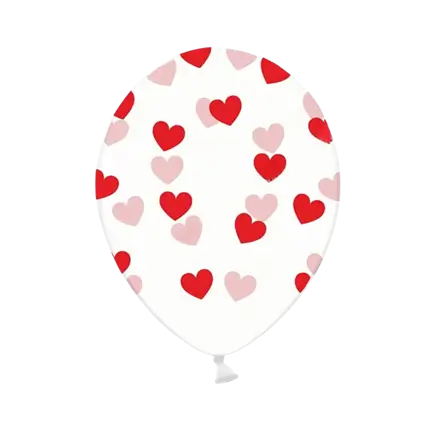 Lot de 50 ballons transparents motifs coeurs rouges et rose
