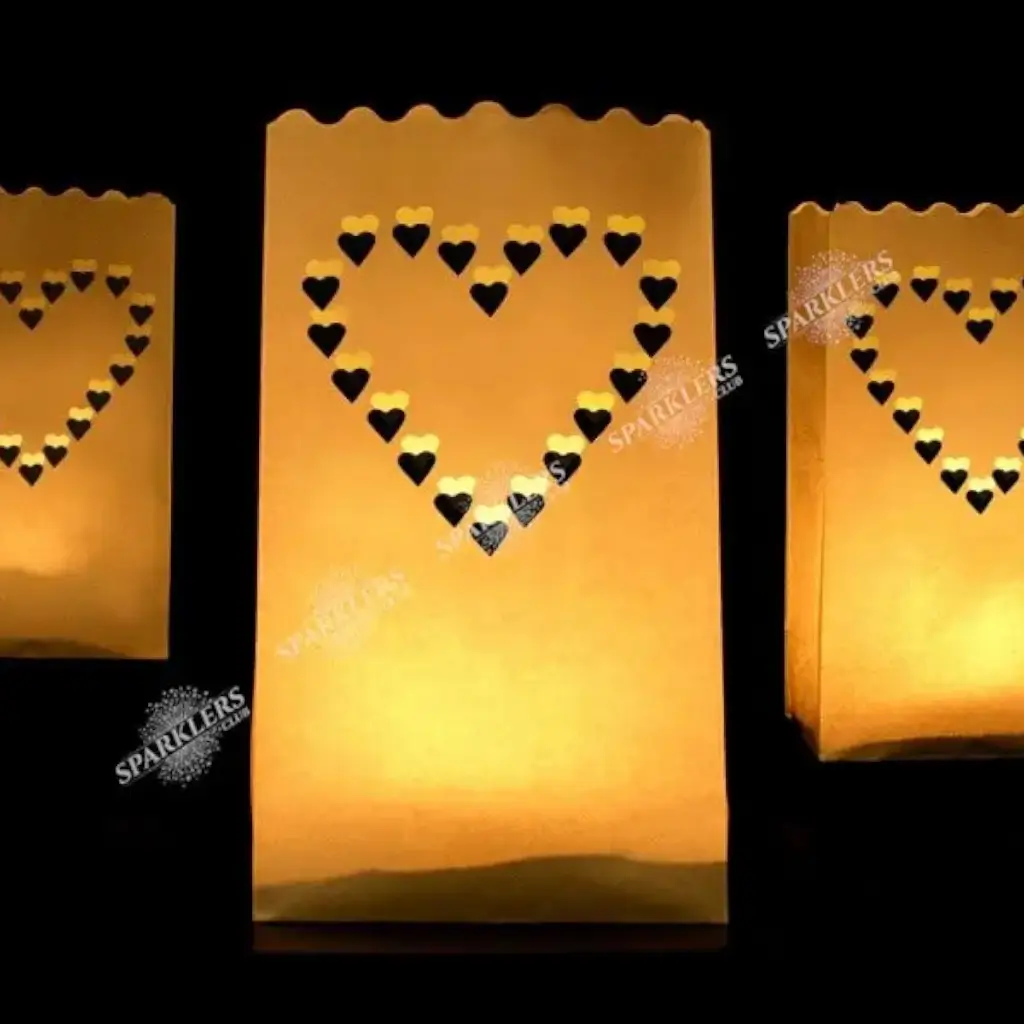 Lanterne photophore mariage avec coeurs x10