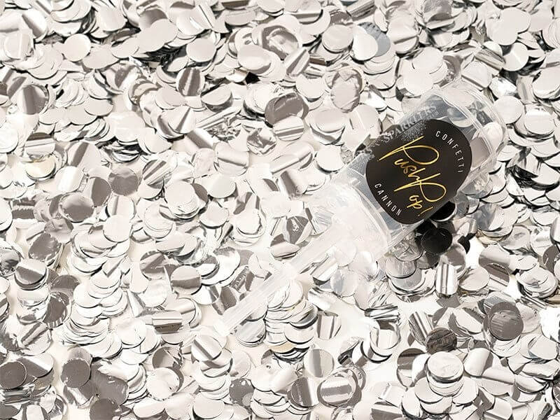 Confettis push pop argent