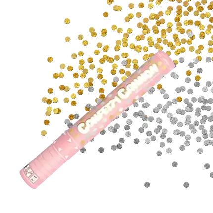 Canon à confettis, or, 40cm, Nouvel An - Déguiz-fêtes