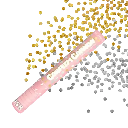Canons confettis 40cm rond Or & Argent