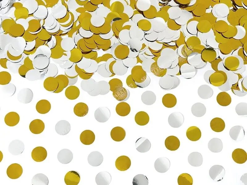 Canons confettis 80CM rond Or &amp; Argent