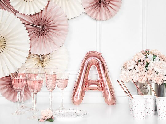Ballon Lettre A Or Rose - 35cm