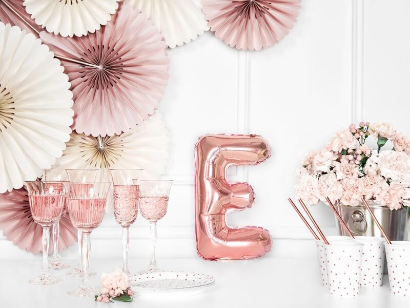 Ballon Lettre E Or Rose - 35cm