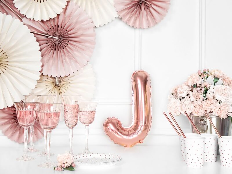 Ballon Lettre J Or Rose - 35cm