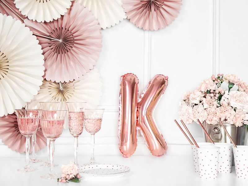 Ballon Lettre K Or Rose - 35cm