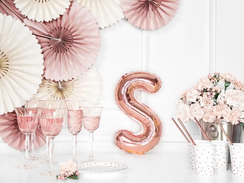Ballon Lettre S Or Rose - 35cm