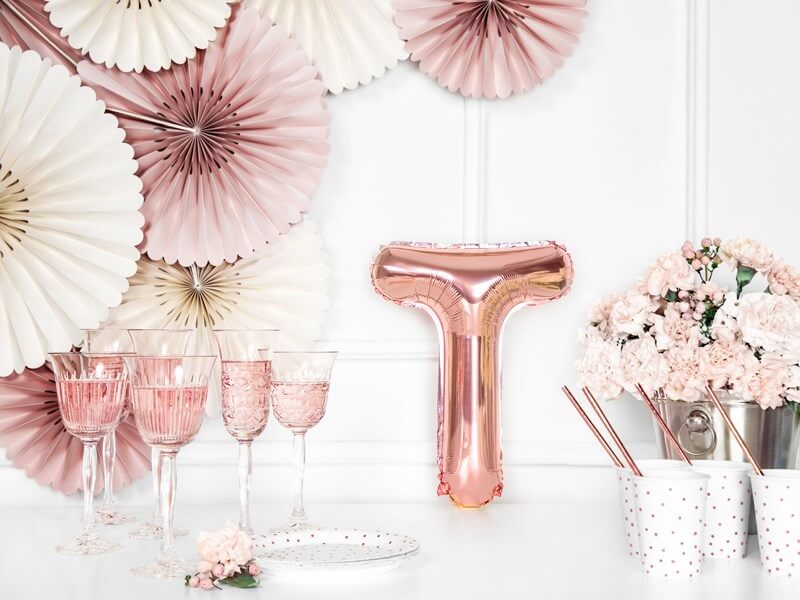 Ballon Lettre T Or Rose - 35cm