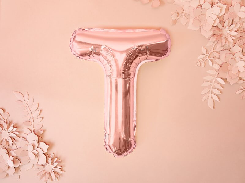 Ballon Lettre T Or Rose - 35cm