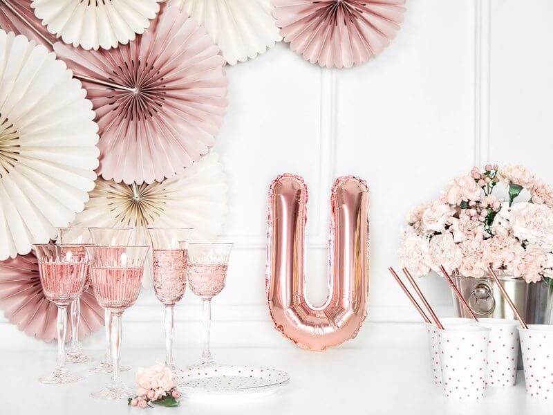 Ballon Lettre U Or Rose  - 35cm