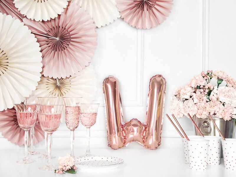 Ballon Lettre W Or Rose  - 35cm
