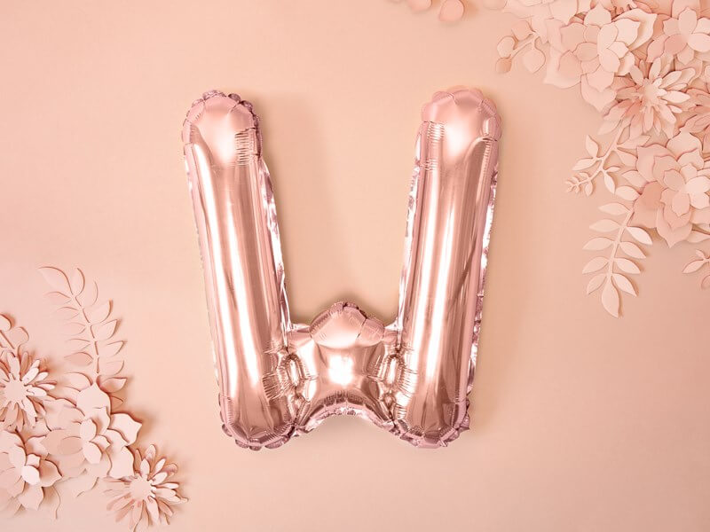 Ballon Lettre W Or Rose  - 35cm