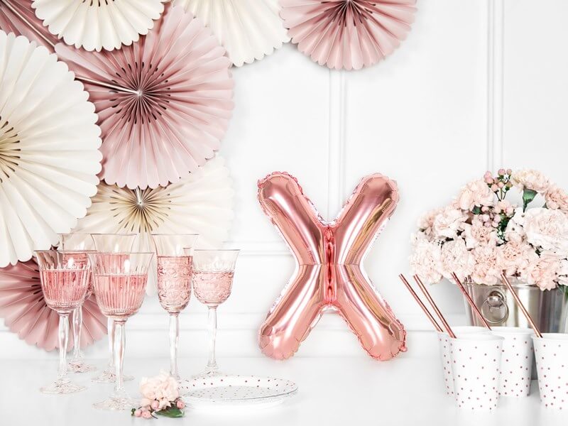 Ballon Lettre X Or Rose  - 35cm