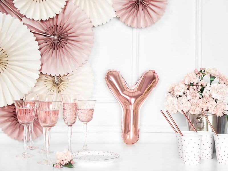 Ballon Lettre Y Or Rose  - 35cm