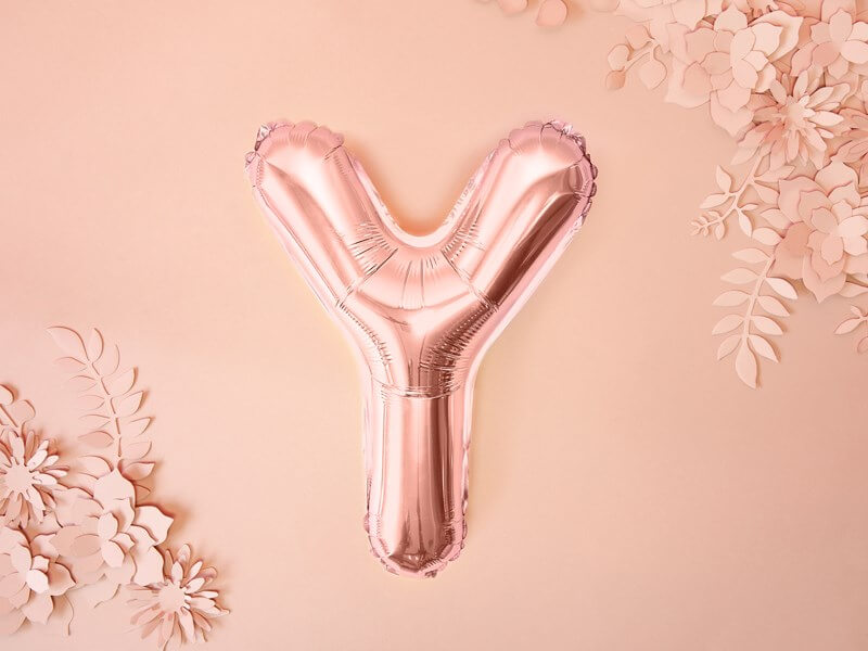 Ballon Lettre Y Or Rose  - 35cm