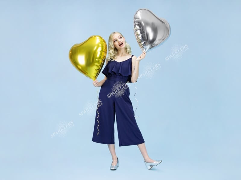 Ballon Coeur Argent métallique 61cm