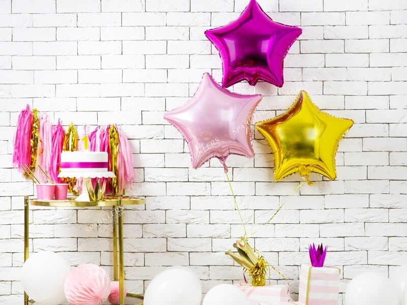 Ballon Étoile métallique Rose foncé  48cm