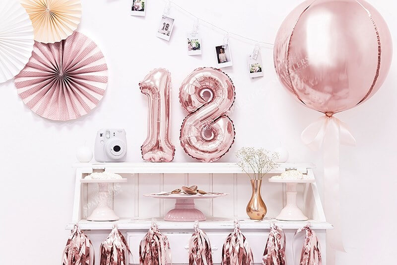 Ballon rond Or Rose métallique en Mylar 40cm