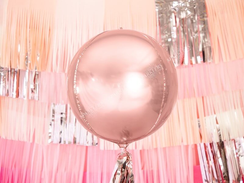 Ballon rond Or Rose métallique en Mylar 40cm