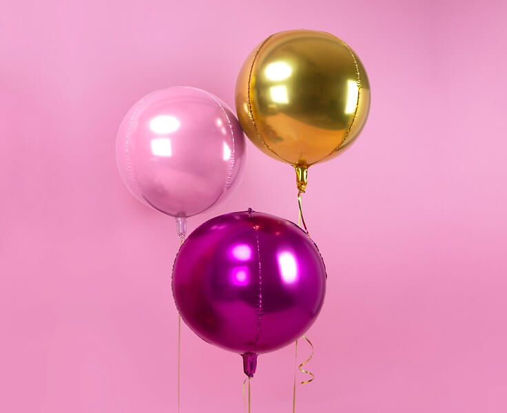 Ballon rond Rose métallique en Mylar 40cm