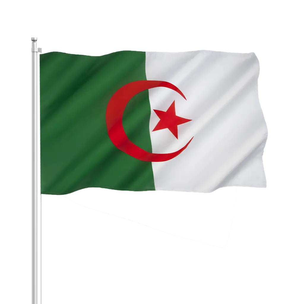 Drapeau Algérie 30x45cm avec baguette